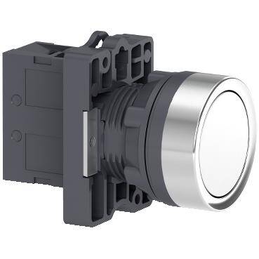 Schneider Electric XA2EH011, Komple basmalı düğme, Easy Harmony XA2, plastik, gömme, beyaz, 22 mm, yaylı dönüş, işaretsiz, 1NO - 1