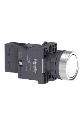 Schneider Electric XA2EW31B1, Beyaz ışıklı yaylı buton- 24V AC/DC - 1NA - 1