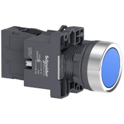Schneider Electric XA2EW36B1, Mavi ışıklı yaylı buton-  24V AC-DC - 1NA