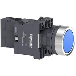 Schneider Electric XA2EW36M1, Mavi ışıklı yaylı buton - 220V AC - 1NA