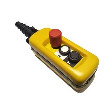 Schneider Electric XACA29141, Askılı kontrol istasyonu, Harmony XAC, plastik, sarı, 2 basmalı düğme 2NA + 1NK, 1 acil durdurma tetikleme eylemi 3NK - 1