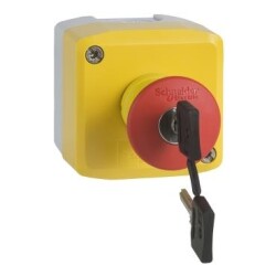 Schneider Electric XALK188E, sarı istasyon - 1 kırmızı mantar başlık basm düğ anahtarla bırakılan 1NA-1NK