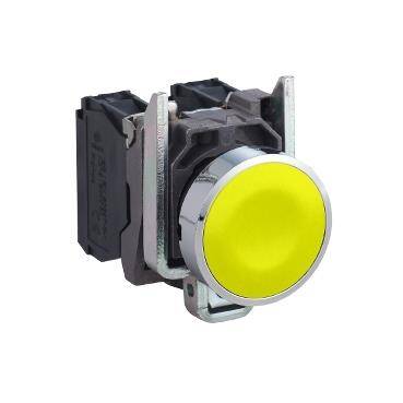 Schneider Electric XB4BA51, Sarı Kumanda Start Butonu, 1NA, Yaylı Tip, 22mm, Metal Gövdeli - 1
