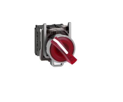 Schneider Electric XB4BK124B5, kırmızı eksiksiz ışıklı mandal buton 22 2 konumlu sabit 1NA-1NK 24V - 1