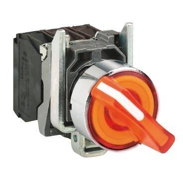 Schneider Electric XB4BK125B5, turuncu eksiksiz ışıklı mandal buton  konumlu sabit 1NA-1NK 24V - 1