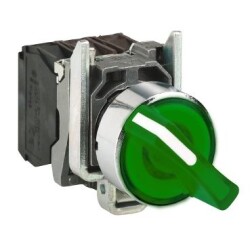 Schneider Electric XB4BK133M5, yeşil eksiksiz ışıklı mandal buton Ø22 3 konumlu sabit 1NA+1NK 230V