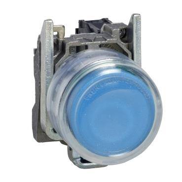 Schneider Electric XB4BP61, Harmony XB4, buton, metal, çıkıntılı, mavi, Yay Geri Dönüşlü, kılıflı, işaretsiz, 1 NO - 1
