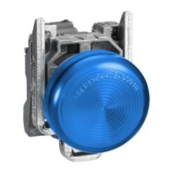 Schneider Electric XB4BV66, Mavi komple pilot ışık Ø22 düz lens entegre LED 24V