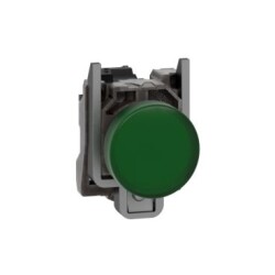 Schneider Electric XB4BVM3, 230...240V entegre LED'li yeşil eksiksiz pilot ışığı 22 düz lens