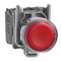 Schneider Electric XB4BW3465, kırmızı sıva altı eksiksiz ışıklı Buton Ø22 yaylı dönüş 1NA+1NK <=250V