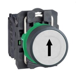 Schneider Electric XB5AA3341, beyaz sıva altı eksiksiz Buton Ø22 yaylı dönüş 1NA "yukarı ok"