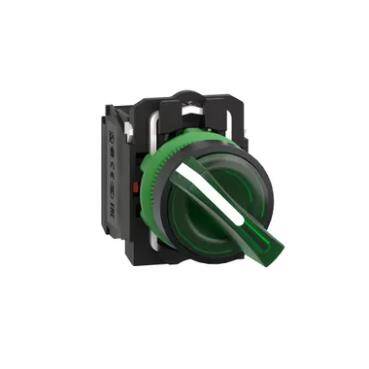 Schneider Electric XB5AK123M5, yeşil eksiksiz ışıklı mandal buton ,2 konumlu sabit 1NA+1NK 230V - 1
