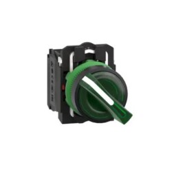 Schneider Electric XB5AK123M5, yeşil eksiksiz ışıklı mandal buton ,2 konumlu sabit 1NA+1NK 230V