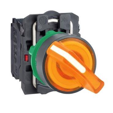 Schneider Electric XB5AK125B5 ,turuncu eksiksiz ışıklı mandal buton 2 konumlu sabit 1NA-1NK 24V - 1