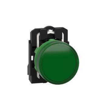 Schneider Electric XB5AVB3, 24V entegre LED'li yeşil eksiksiz pilot ışığı  düz lens - 1