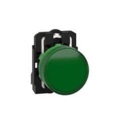 Schneider Electric XB5AVB3, 24V entegre LED'li yeşil eksiksiz pilot ışığı  düz lens