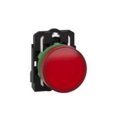 Schneider Electric XB5AVM4, 230...240V entegre LED'li kırmızı eksiksiz pilot ışığı düz lens