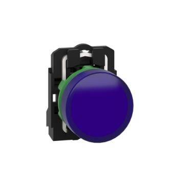 Schneider Electric XB5AVM6, 230...240V entegre LED'li mavi eksiksiz pilot ışığı düz lens - 1