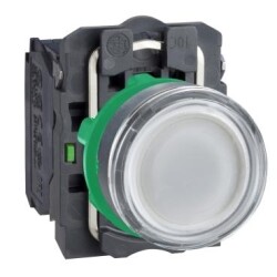 Schneider Electric XB5AW3165, beyaz sıva altı eksiksiz ışıklı Buton 22 yaylı dönüş 1NA+1NK 250V