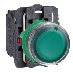 Schneider Electric XB5AW3365, yeşil sıva altı eksiksiz ışıklı Buton  yaylı dönüş 1NA-1NK 250V