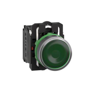 Schneider Electric XB5AW33M5, yeşil sıva altı eksiksiz ışıklı Buton 22 yaylı dönüş 1NA-1NK 220...240V - 1