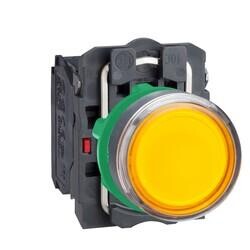 Schneider Electric XB5AW35B5, Sarı Işıklı Buton, 1NA-1NK, Yaylı Tip, 24V Ledli, 22mm, Plastik Gövdeli