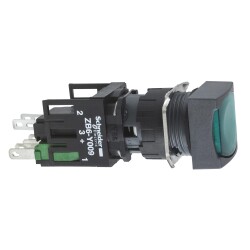 Schneider Electric XB6CF3B1B ,yeşil kare sıva altı eksiksiz Buton 16 mandallama 1NA 12...24V