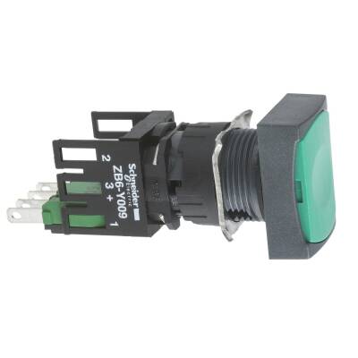 Schneider Electric XB6DA31B, yeşil dikdörtgen sıva altı eksiksiz Buton 16 yaylı dönüş 1NA işaretsiz - 1