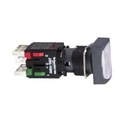 Schneider Electric XB6DF1B5B, beyaz dikdörtgen sıva altı eksiksiz Buton Ø16 mandallama 1NA+1NK 12...24V