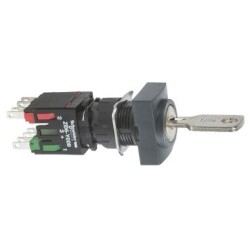 Schneider Electric XB6DGC5B, siyah eksiksiz dikdörtgn mandal buton Ø16 2 konumlu sabit 1NA+1NK Ronis 200