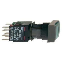 Schneider Electric XB6DW3B1B, yeşil dikdörtgen sıva altı eksiksiz ışıklı basm düğ 16 yaylı dönüş 1NA 12...24V