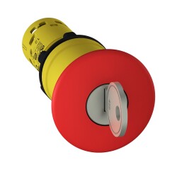 Schneider Electric XB7NS9445, Acil durdurma Ø 22 - kırmızı mantar Ø 40mm - anahtarla bırakılan - 1 NA + 1 NK - Schneider