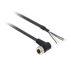 Telemecanique Sensors XZCP1241L5, ön kablolu konnektörler XZ - dirsekli dişi - M12 - 4 pim - kablo PUR 5m