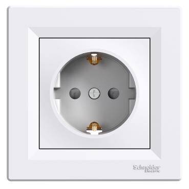 Schneider Electric EPH2902221, Asfora - tekli priz - yan topraklama - sürgülü - beyaz - 1