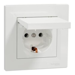Schneider Electric EPH3100121, Asfora Beyaz Kapaklı Topraklı Priz