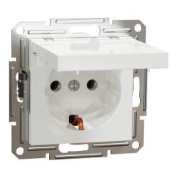 Schneider Electric EPH3170121, Asfora Beyaz Kapaklı Topraklı Priz