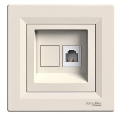 Schneider Electric EPH4100123, Asfora Krem Tekli RJ11 Çerçeveli Telefon Prizi - Schneider
