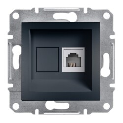 Schneider Electric EPH4100171 ,Asfora Antrasit Tekli RJ11 Çerçevesiz Telefon Prizi