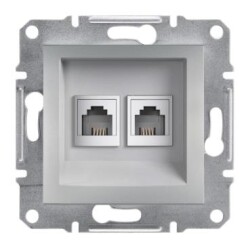 Schneider Electric EPH4200161, Asfora – İkili RJ11 Telefon Prizi – Alüminyum