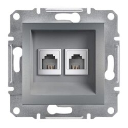 Schneider Electric EPH4200162, Asfora Çelik İkili RJ11 Telefon Prizi