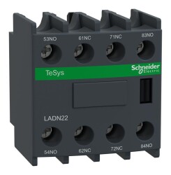 Schneider Electric LADN22, TeSys D - yardımcı kontak bloğu - 2 NA + 2 NK - vida kelepçesi terminalleri
