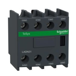 Schneider Electric LADN31, 4NA1NK, Yardımcı Kontak Blok, Üste Geçmeli, LC1D, CAD ve LC1F Serisi Kontaktörler İçin