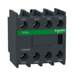 Schneider Electric LADN40, 4NA, Yardımcı Kontak Blok, Üste Geçmeli, LC1D, CAD ve LC1F Serisi Kontaktörler İçin Uygun