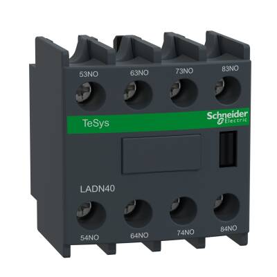 Schneider Electric LADN40, 4NA, Yardımcı Kontak Blok, Üste Geçmeli, LC1D, CAD ve LC1F Serisi Kontaktörler İçin Uygun - 1