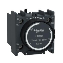 Schneider Electric LADT0, 0.1-3 sn, Çekmede Gecikmeli Pnömatik Zaman Rölesi, LC1D, LC1F ve CAD Serisi Kontaktörlere Uyumlu