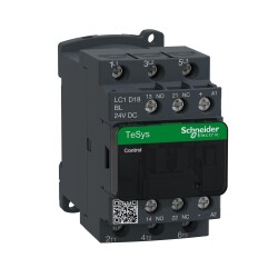 Schneider Electric LC1D18BL, 18 Amper, 7.5 kW, Güç Kontaktörü, 24 Volt DC, 3 Kutuplu, 1NA+1NK