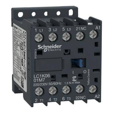 Schneider LC1K0601M7, 6 Amper, 2.2 kW, Mini Kontaktör, 220 Volt AC, 3 Kutuplu, 1NK - 1