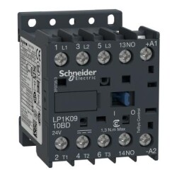 Schneider Electric LP1K0910BD, 9 Amper, 4 kW, Mini Kontaktör, 24 Volt DC, 3 Kutuplu, 1NA - Schneider