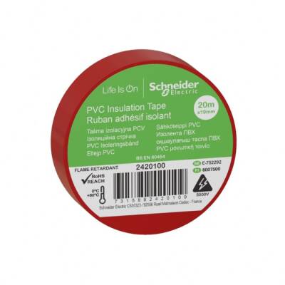 Schneider Thorsman İzole Bant -TEKLİ-19mm_20mt Kırmızı- 2420100 - 1