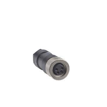Telemecanique Sensors  XZCP1141L5, ön kablolu konnektörler XZ - düz dişi - M12 - 4 pim - kablo PUR 5m - 1